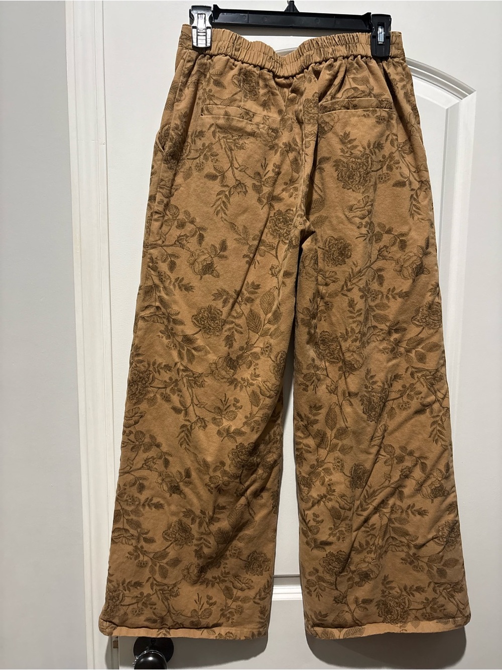 Allie Rose Tan Floral Toile Sailor Button Wide Leg Pants Cottagecore M - Picture 6 of 8